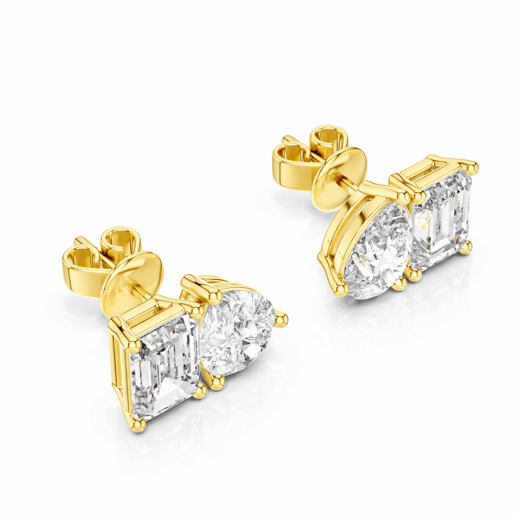 Pear and Emerald Shape Diamond Earring