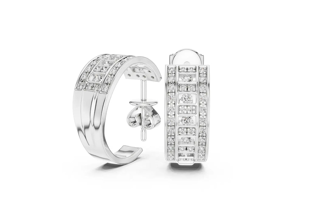 Classic geometric hoop earrings featuring real diamonds in elegant design