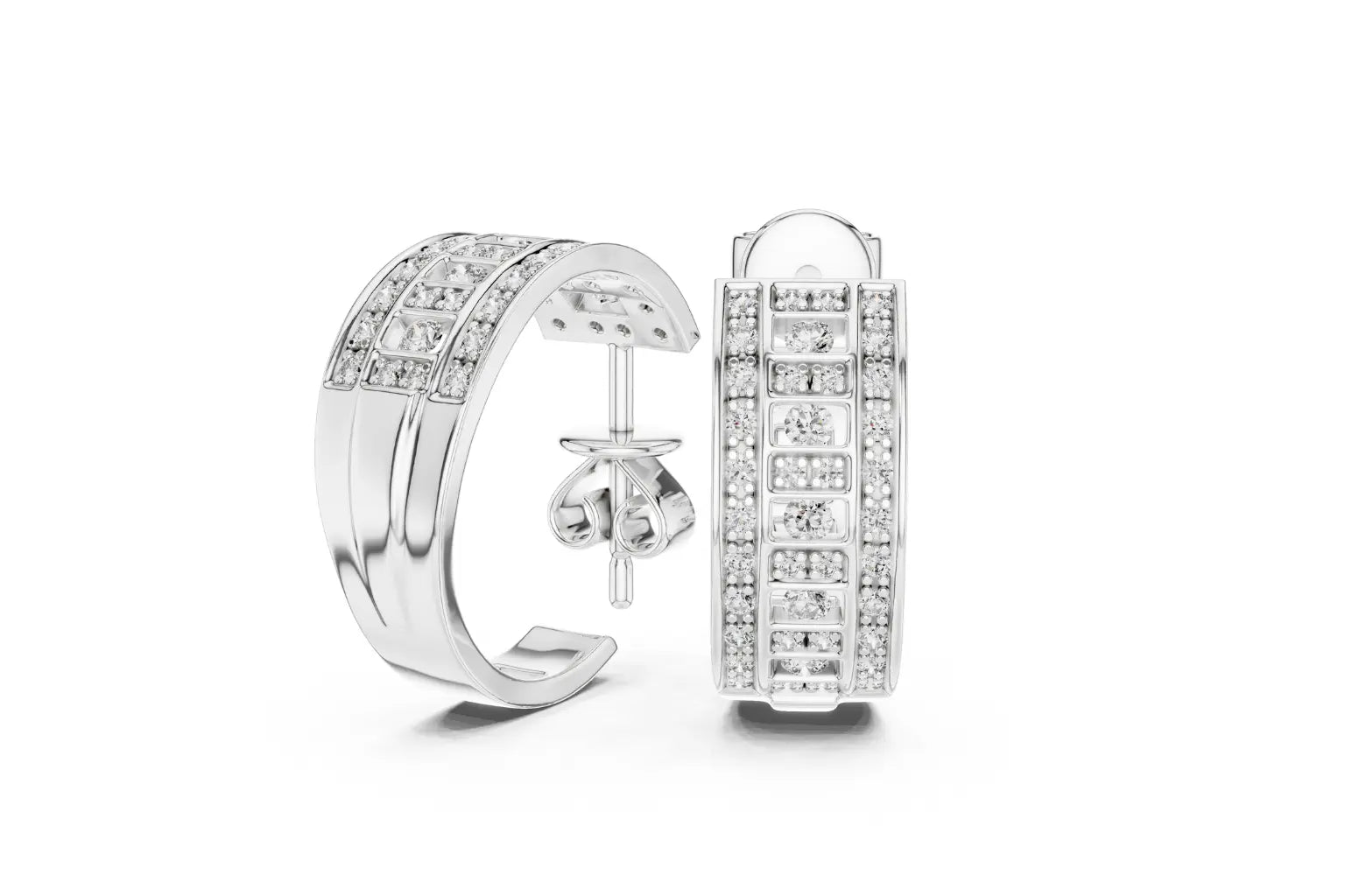 Classic geometric hoop earrings featuring real diamonds in elegant design