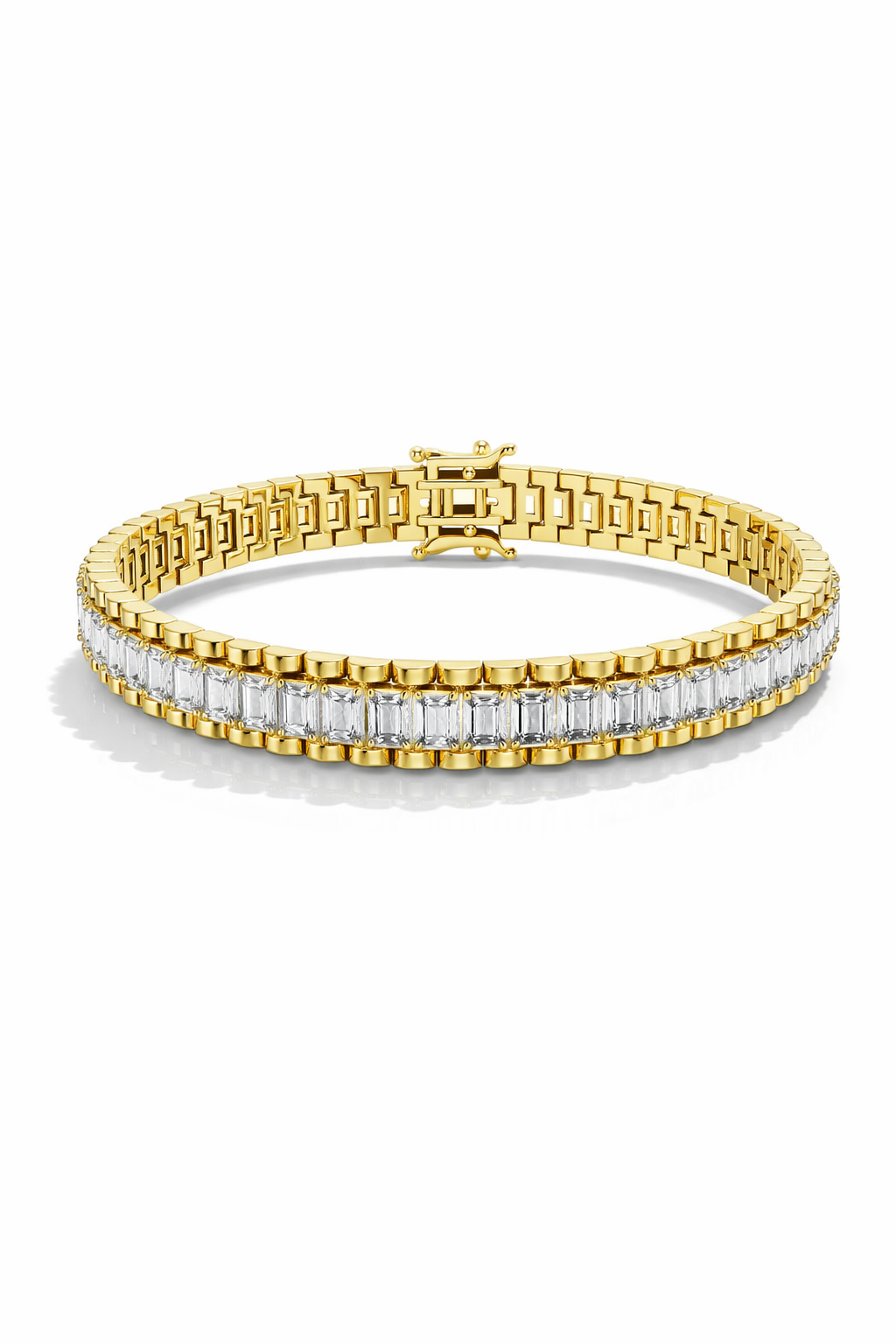 Emerald Cut Diamond Tennis Bracelet in Rose Gold Finish