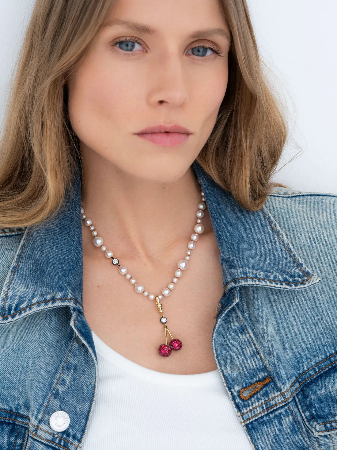 Fruit Salad Ruby Cherries & Diamond Pendant