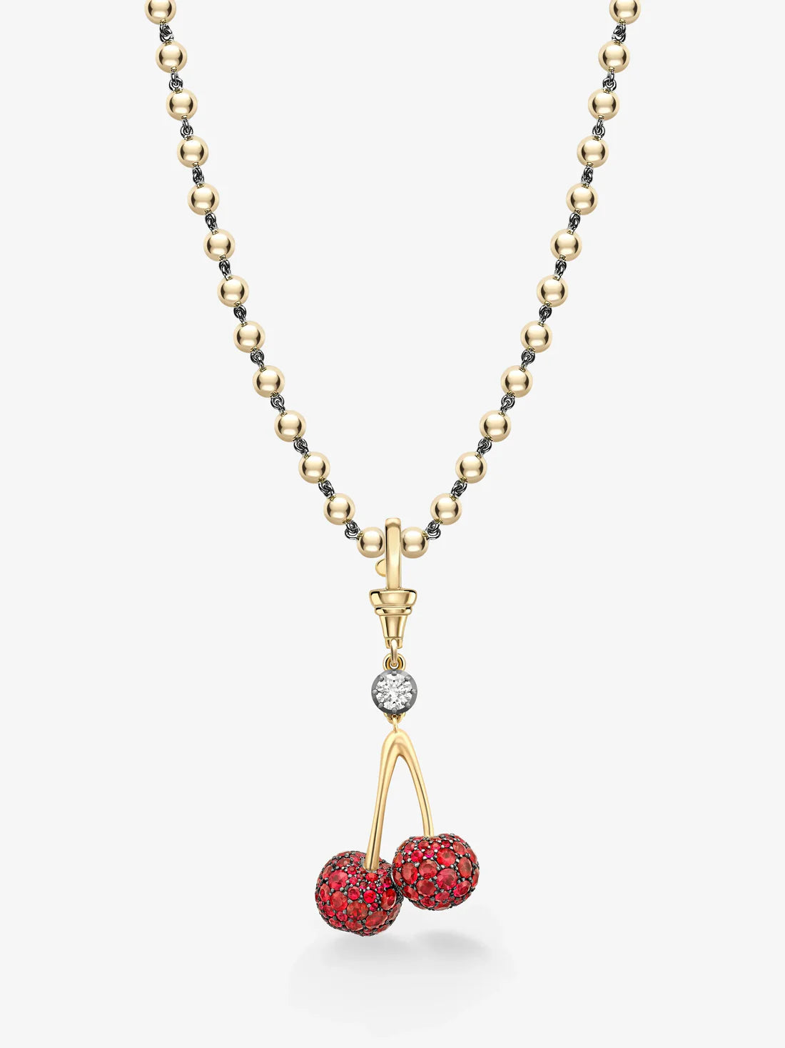 Fruit Salad Ruby Cherries & Diamond Pendant