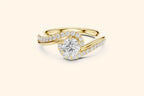 Elegant Real Gold engagement ring with round diamond and ribbon-style setting