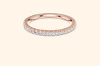 Rose gold ring with round-cut diamonds in a polished, elegant band design. 4