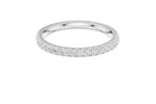 Silver ring with round-cut diamonds in a polished, elegant band design.
