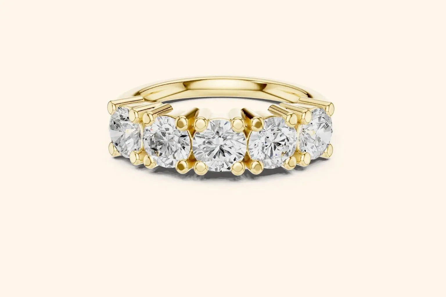 Luxurious Real Gold Diamond Ring with Five Brilliant Stones