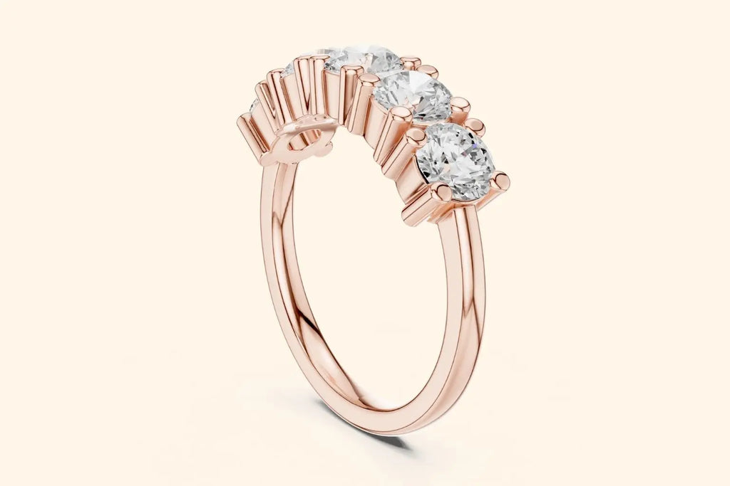 Luxurious Rose Gold Diamond Ring with Five Brilliant Stones 1