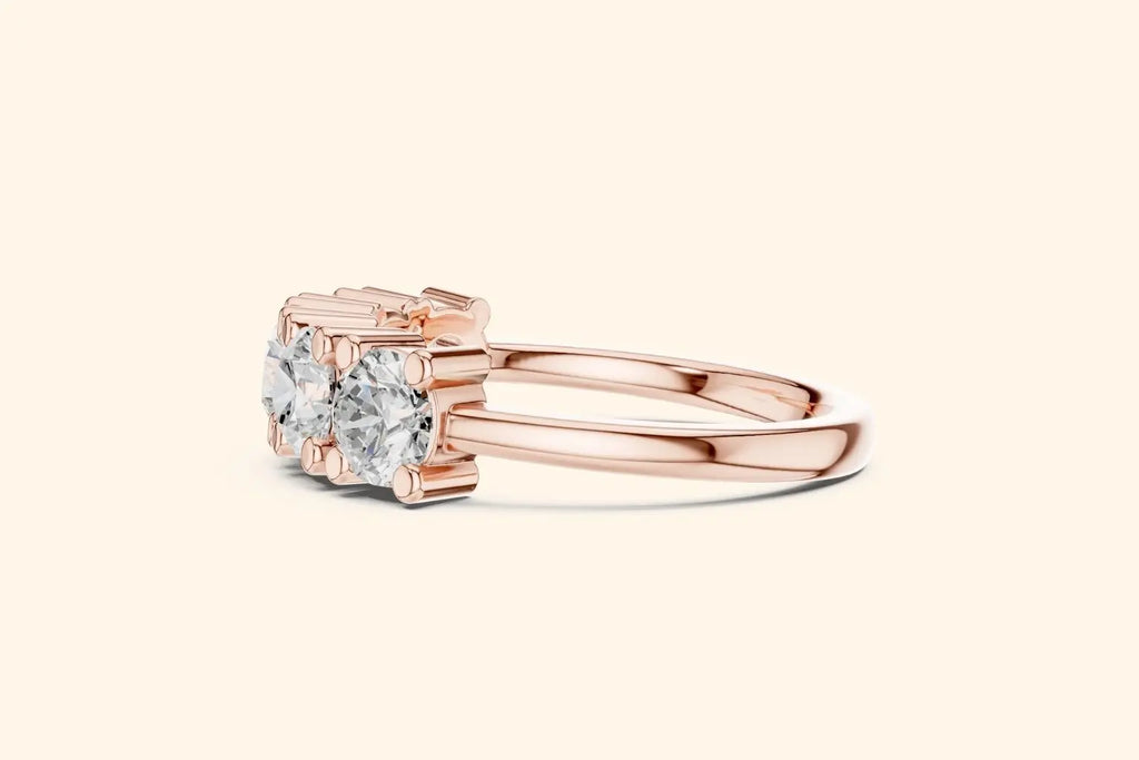 Luxurious Rose Gold Diamond Ring with Five Brilliant Stones 3