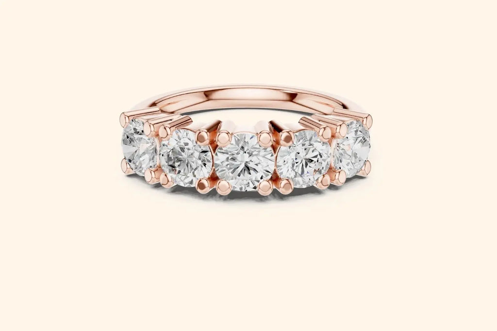 Luxurious Rose Gold Diamond Ring with Five Brilliant Stones 4