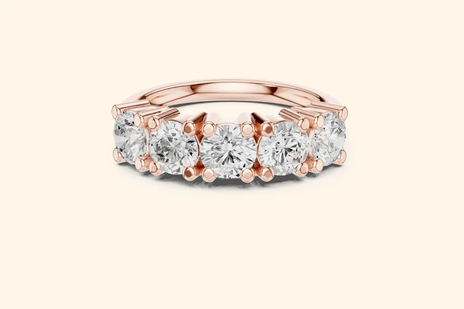 Luxurious Rose Gold Diamond Ring with Five Brilliant Stones 4