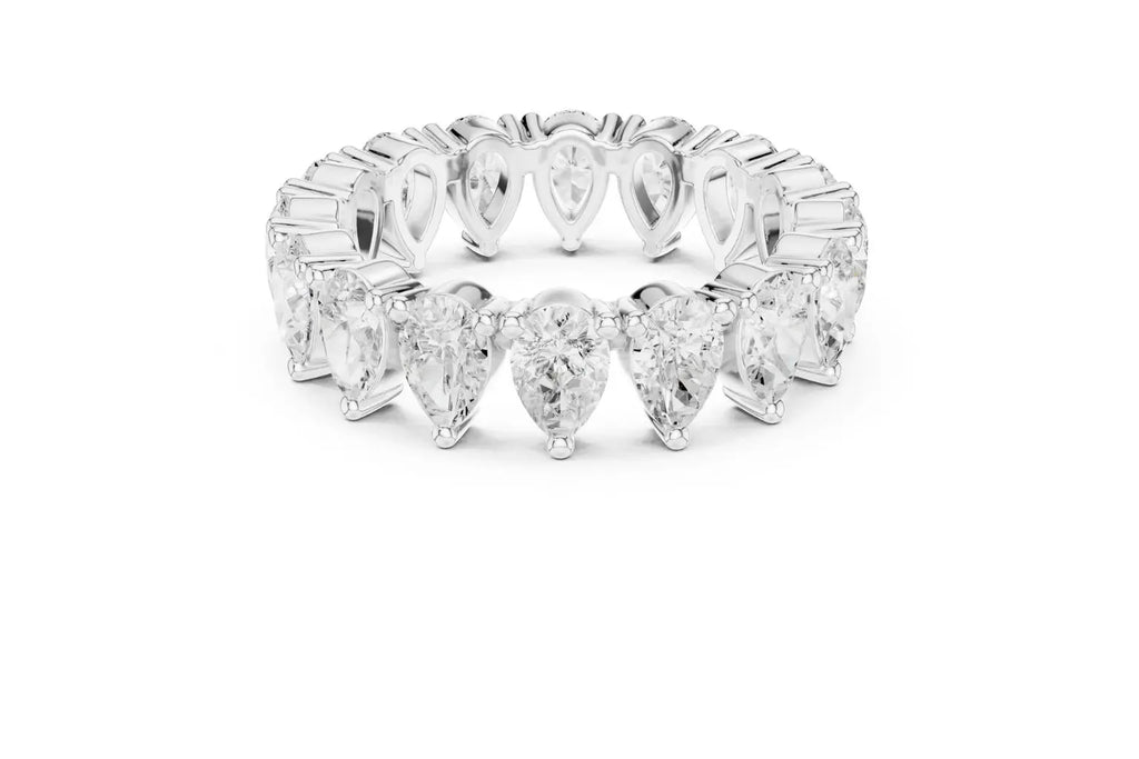 Pear diamond rose silver ring