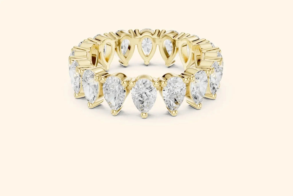 Pear diamond real gold ring