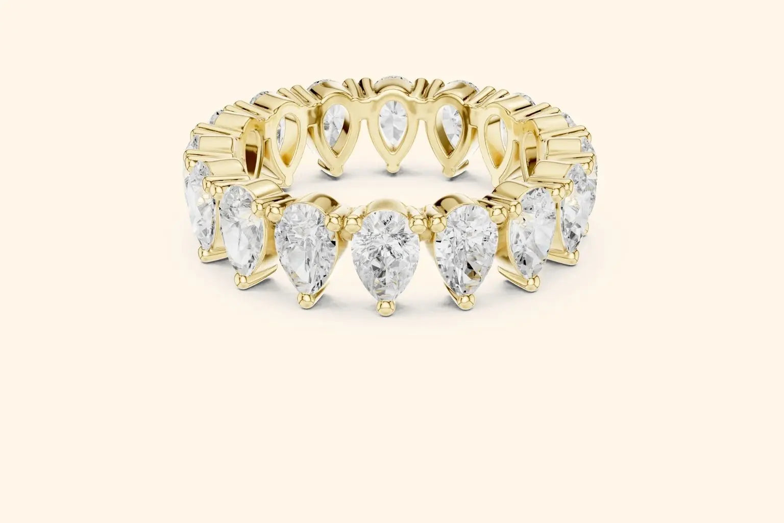 Pear diamond real gold ring