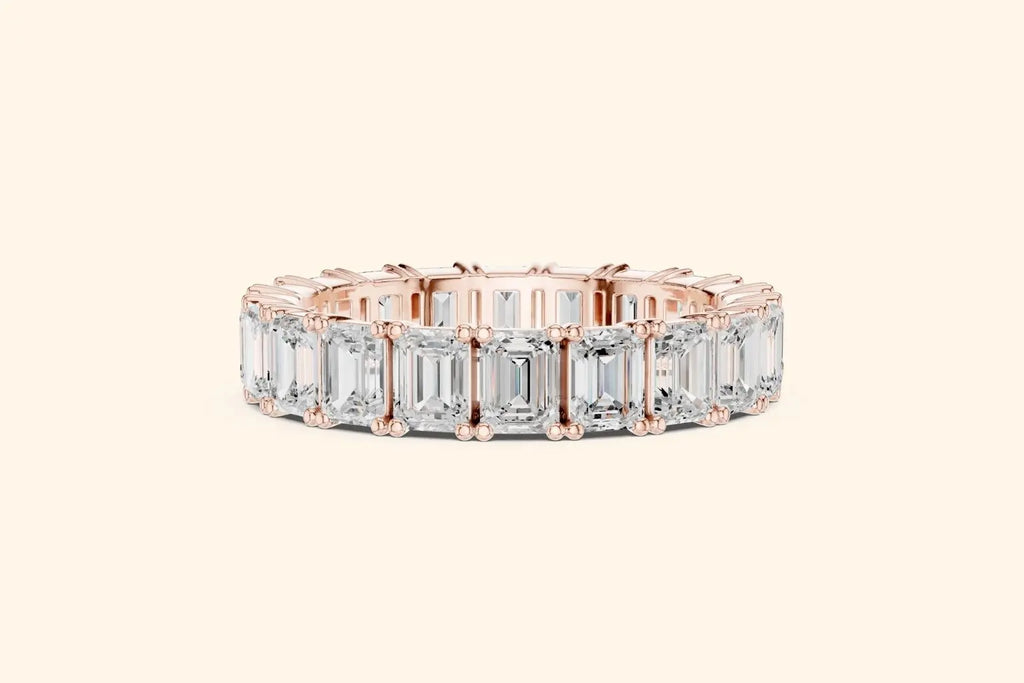 Emerald diamond rose gold ring 1