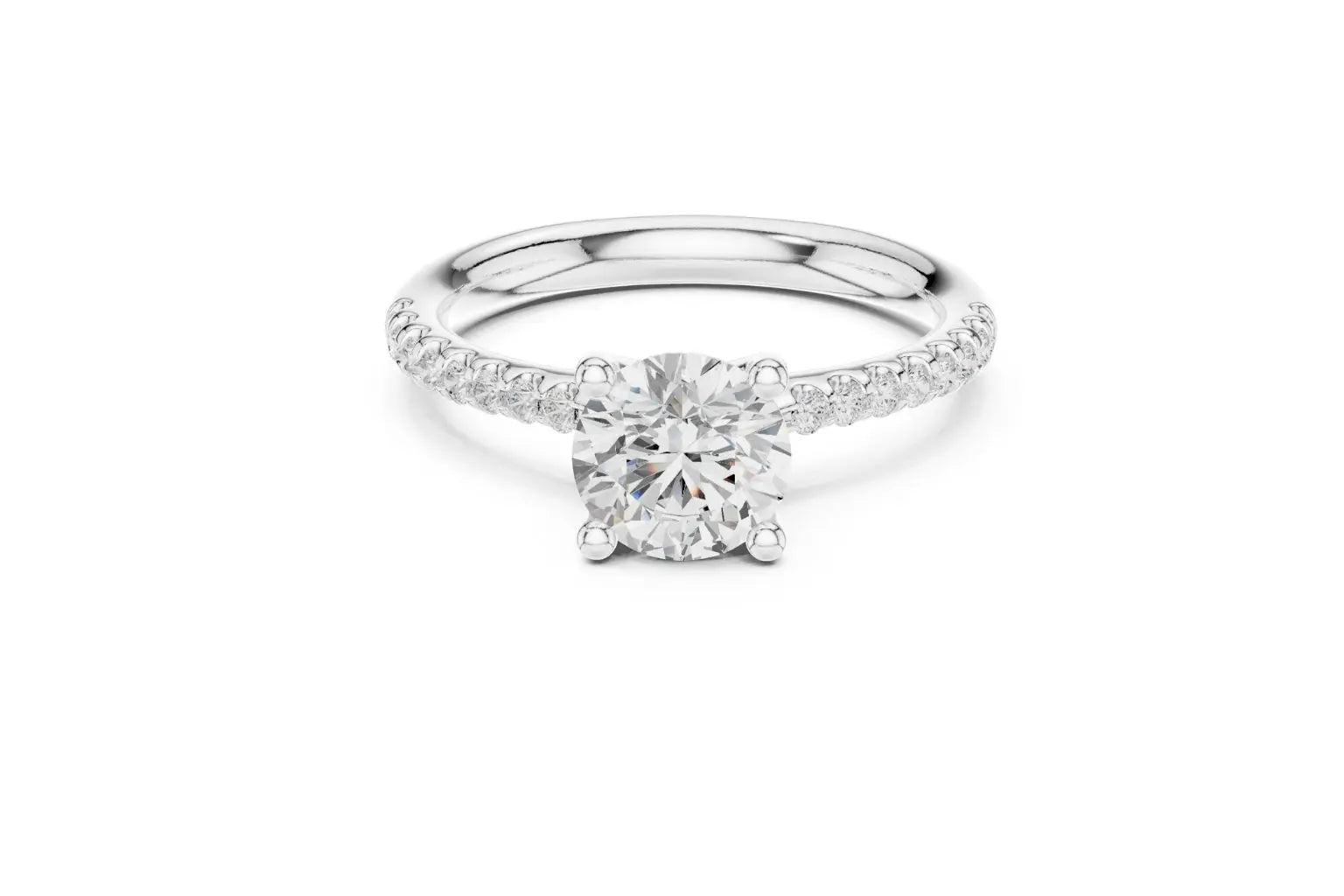Silver diamond engagement ring