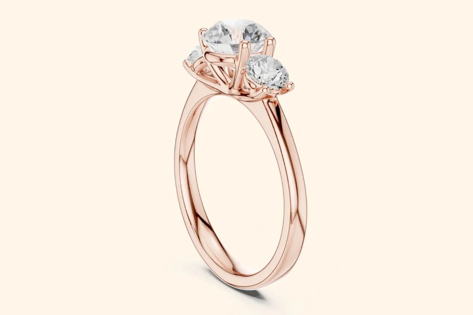rose gold three-stone ring 2