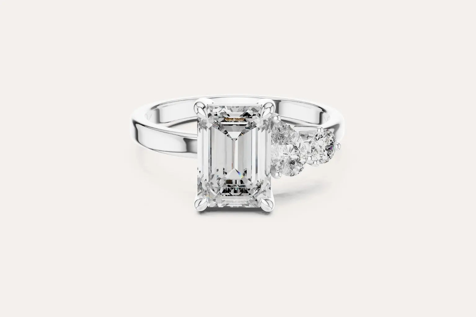 Blushing Brilliance Emerald-Stone Diamond Ring