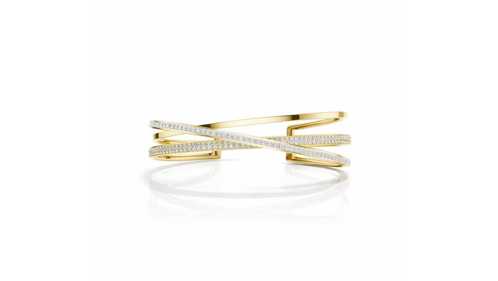 Diamond Criss Cross Bracelet in Gold Finish