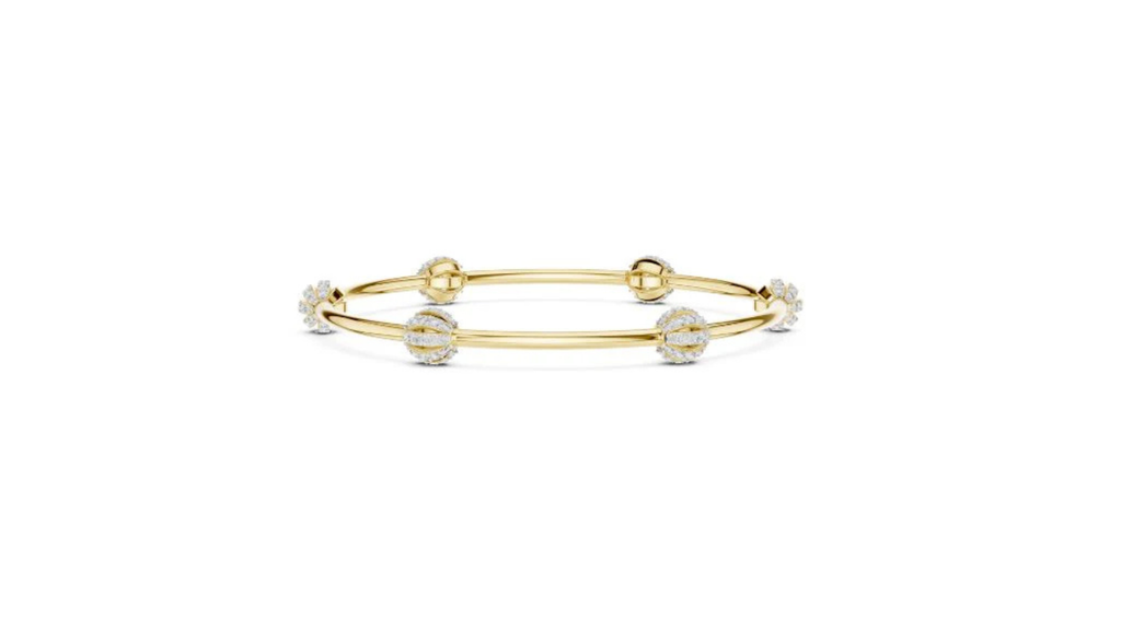 Gold Diamond Beaded Bangle Bracelet
