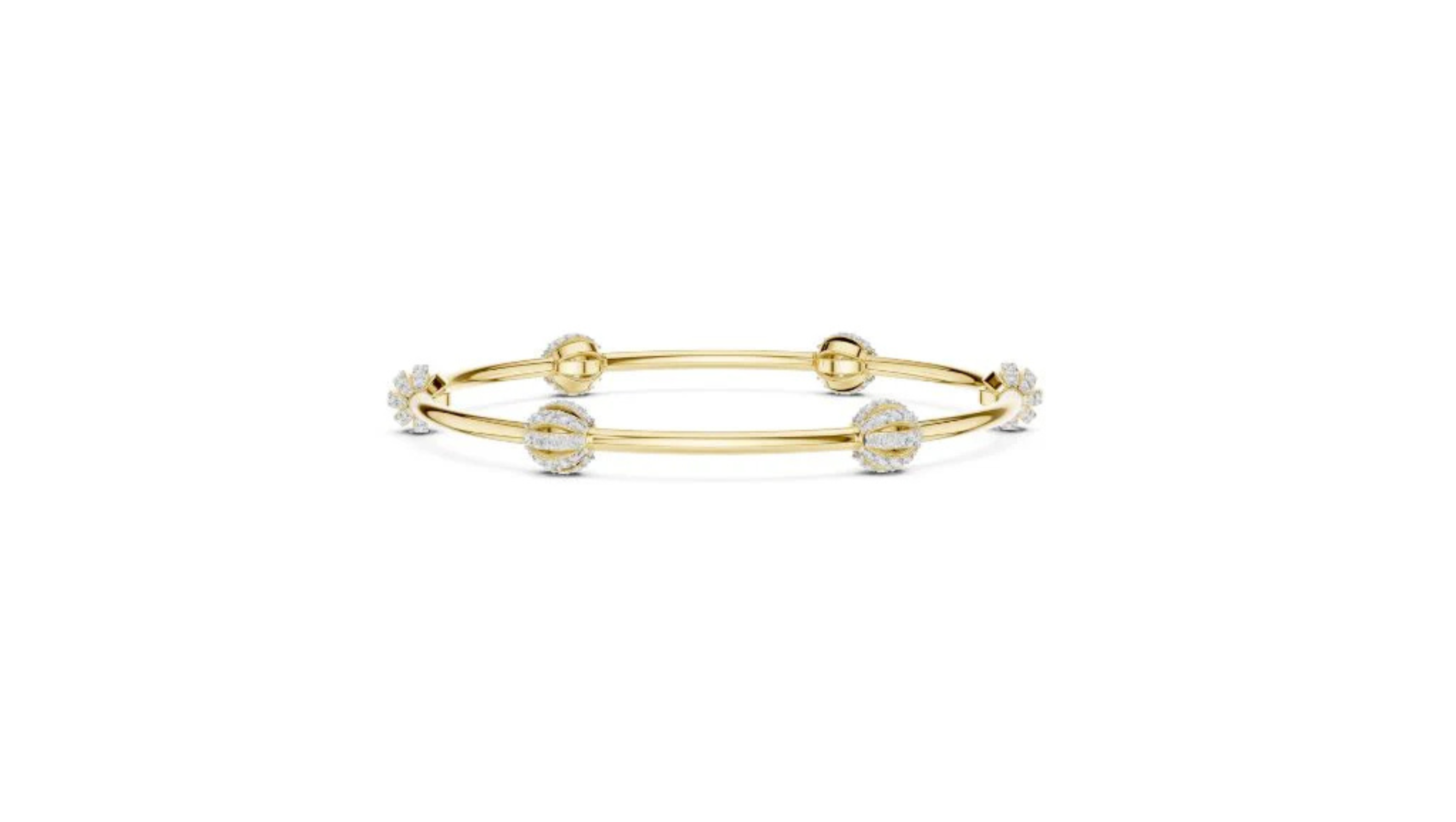 Gold Diamond Beaded Bangle Bracelet