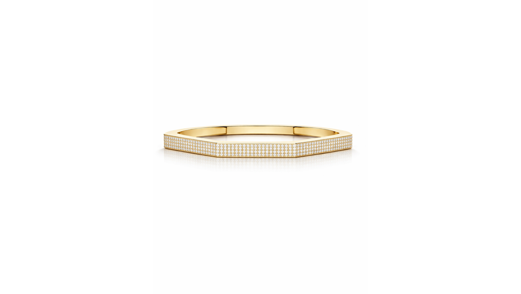 Octagon Shape Rose Gold Bangle with Diamond Elegance