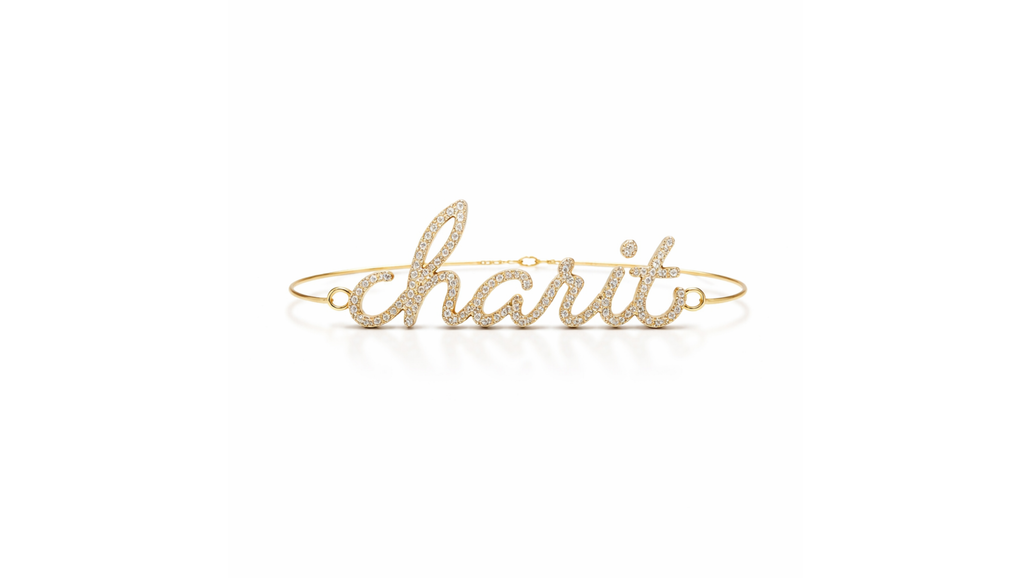 Personalized Diamond Script Name Bracelet in Gold