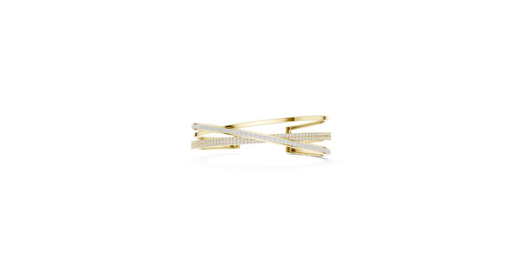 Diamond Criss Cross Bracelet in Gold Finish