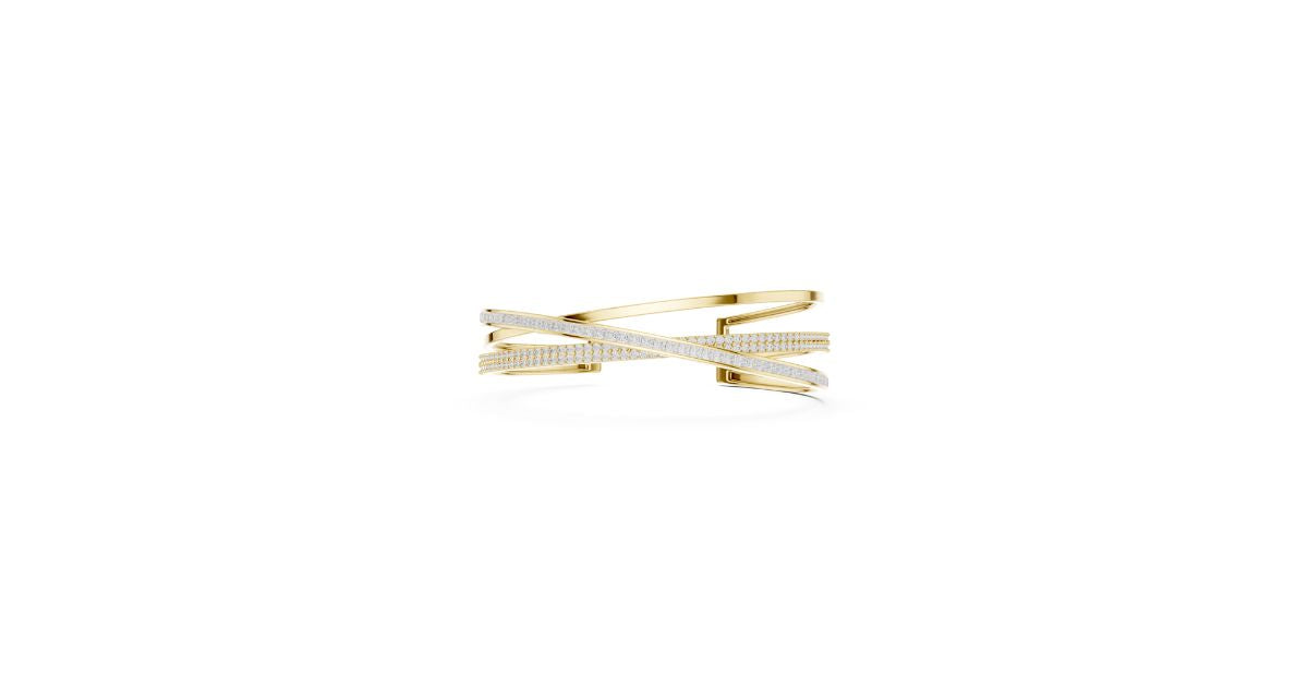 Diamond Criss Cross Bracelet in Gold Finish
