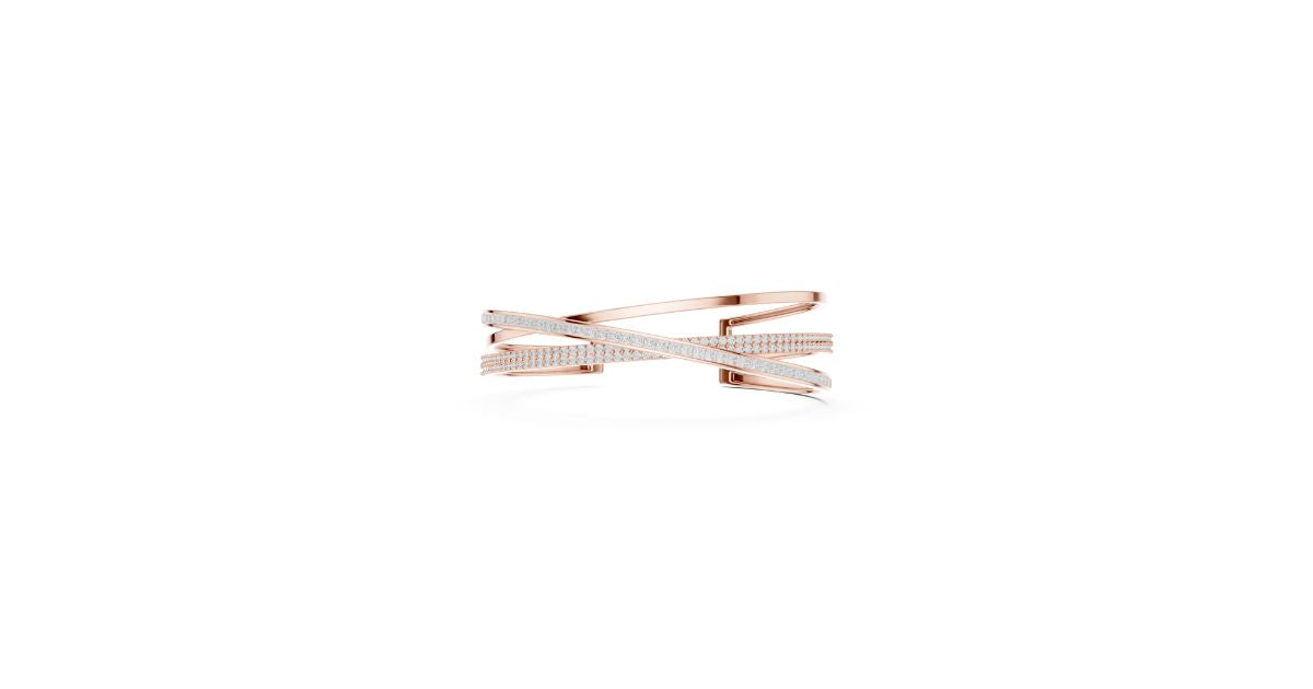 Diamond Criss Cross Bracelet in Gold Finish