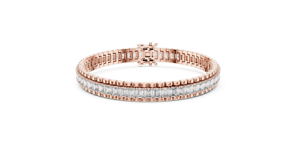 Emerald Cut Diamond Tennis Bracelet in Rose Gold Finish