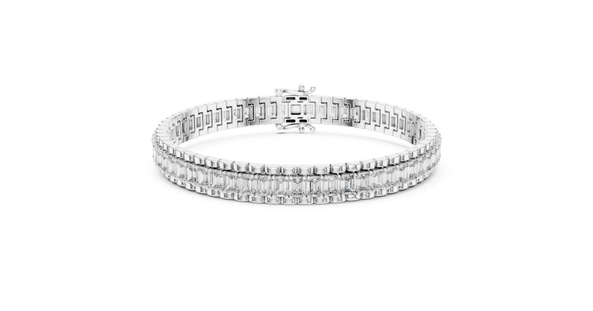 Emerald Cut Diamond Tennis Bracelet in Rose Gold Finish