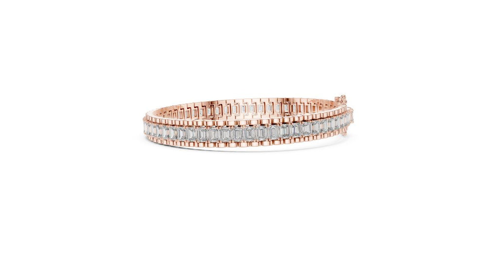 Emerald Cut Diamond Tennis Bracelet in Rose Gold Finish