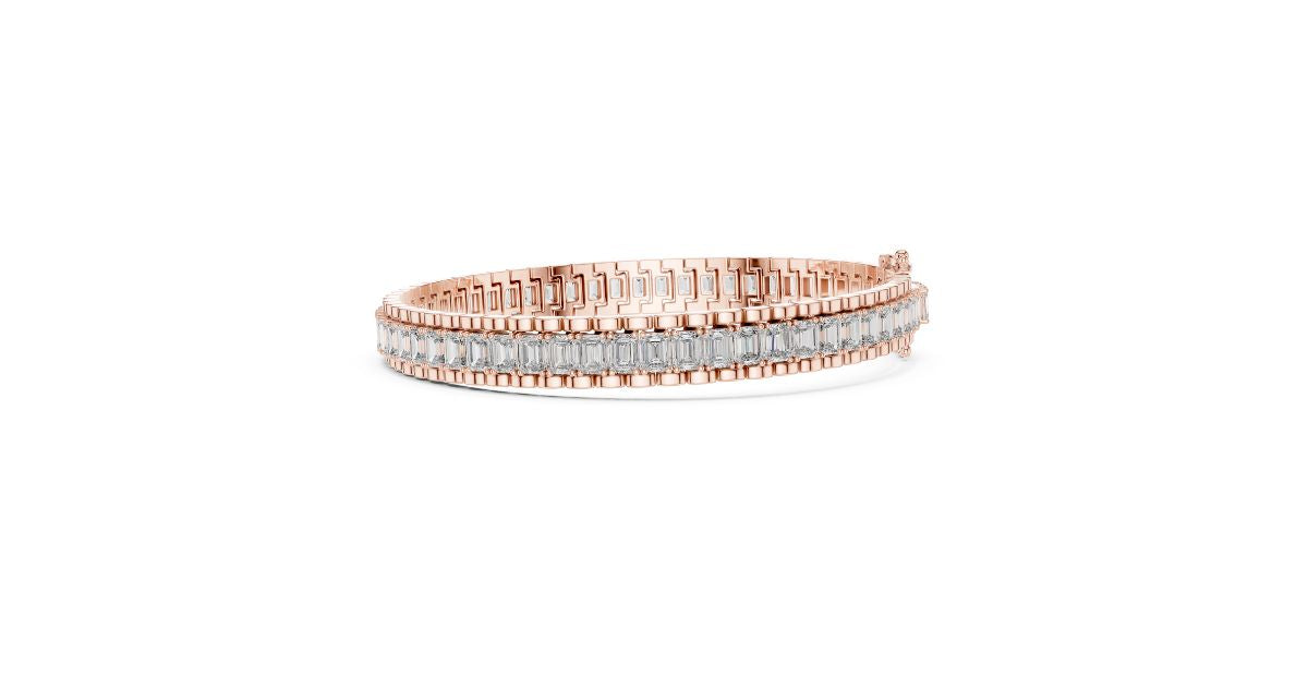 Emerald Cut Diamond Tennis Bracelet in Rose Gold Finish