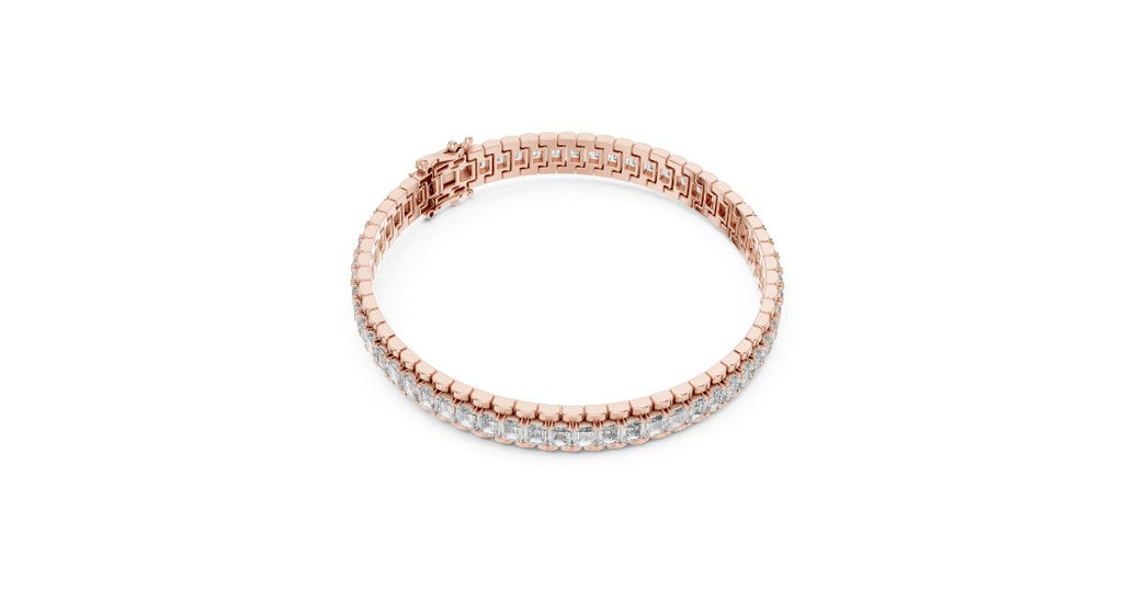 Emerald Cut Diamond Tennis Bracelet in Rose Gold Finish