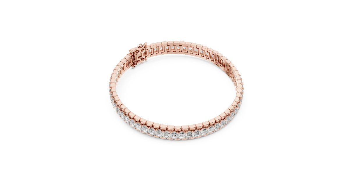 Emerald Cut Diamond Tennis Bracelet in Rose Gold Finish