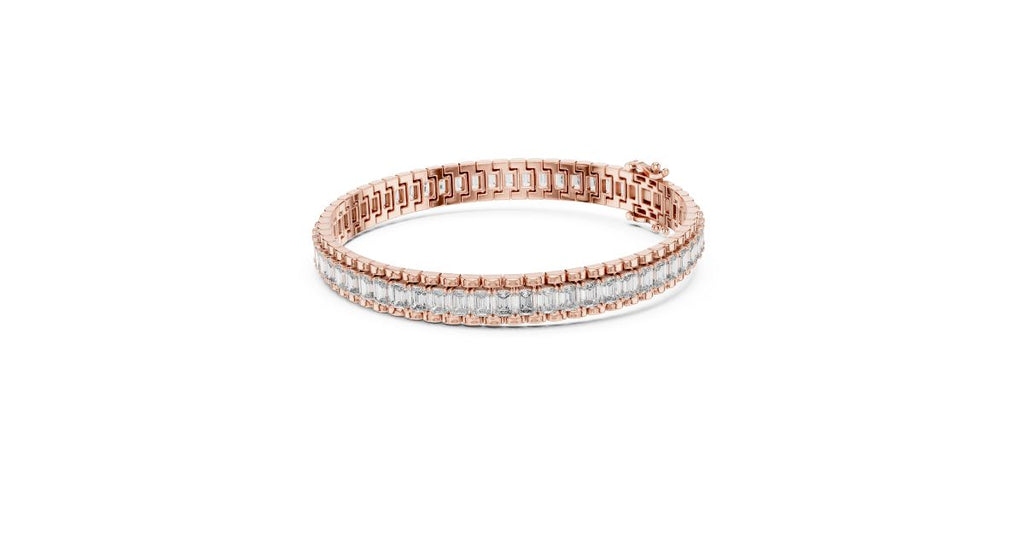 Emerald Cut Diamond Tennis Bracelet in Rose Gold Finish