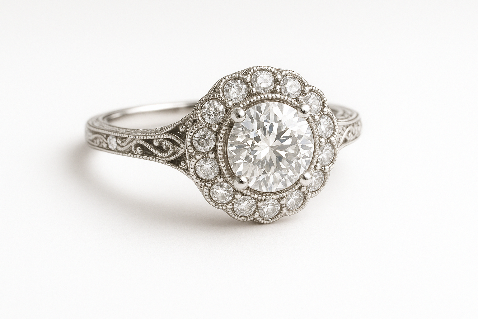 Vintage Halo Diamond Ring - Main Product View