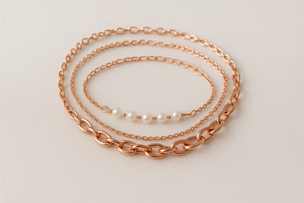 Rose Gold Layered Set with Pearls