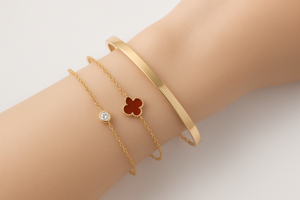 Gold Delicate Stacked Bracelet Set