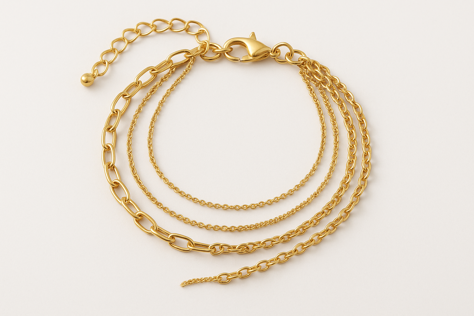 Gold Layered Chain Bracelet Set