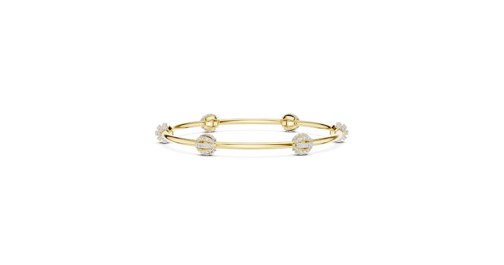 Gold Diamond Beaded Bangle Bracelet