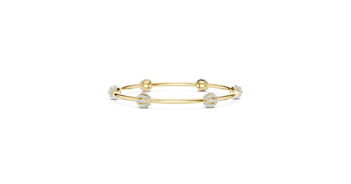 Gold Diamond Beaded Bangle Bracelet