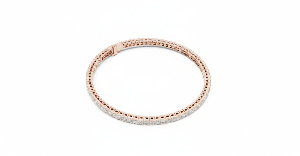 Rose gold bracelet on a white background