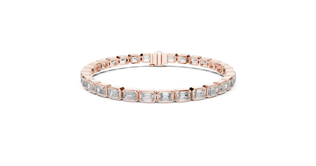 Emerald Cut Diamond Bezel-Set Tennis Bracelet in Rose Gold