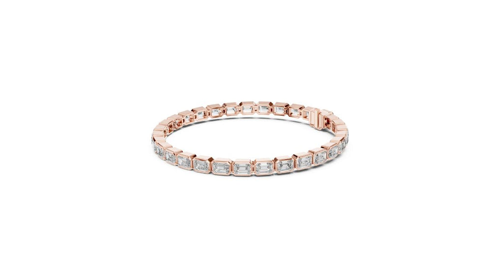 Emerald Cut Diamond Bezel-Set Tennis Bracelet in Rose Gold