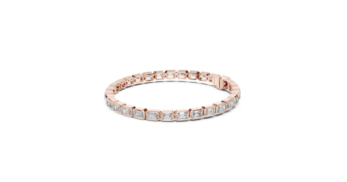 Emerald Cut Diamond Bezel-Set Tennis Bracelet in Rose Gold