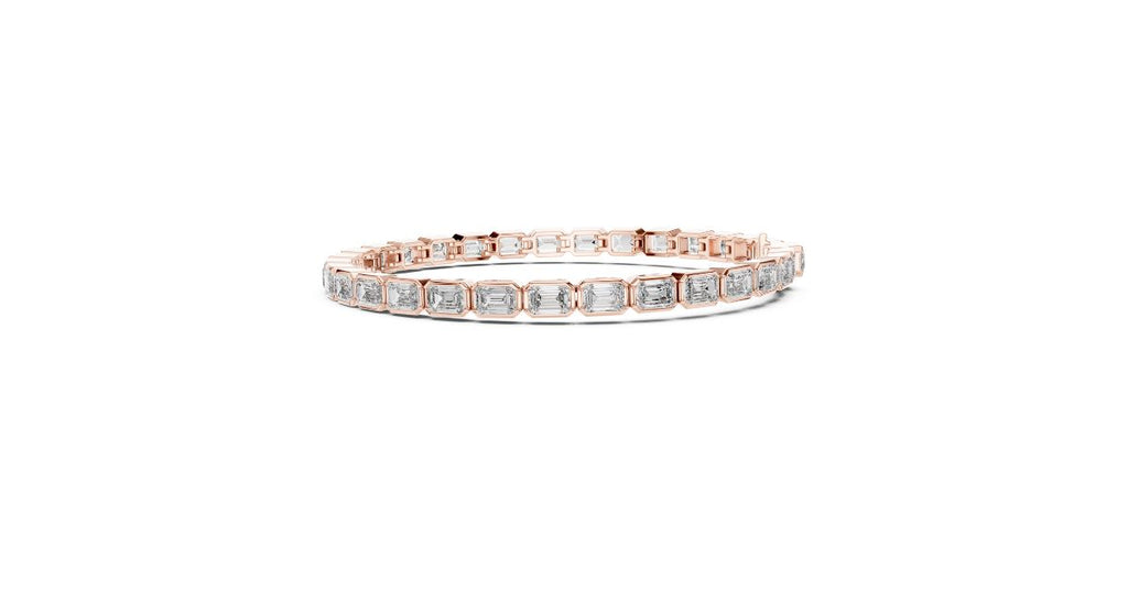 Emerald Cut Diamond Bezel-Set Tennis Bracelet in Rose Gold