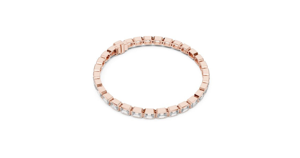 Emerald Cut Diamond Bezel-Set Tennis Bracelet in Rose Gold