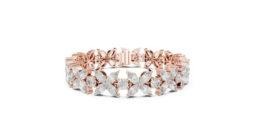 Marquise Flower Diamond Tennis Bracelet
