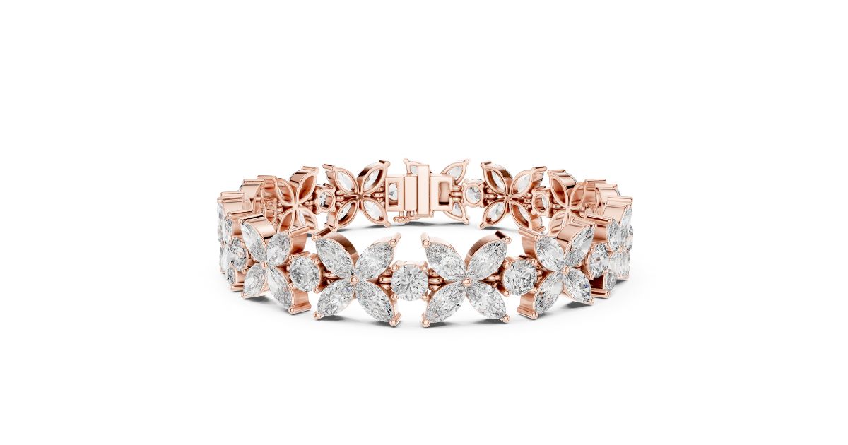 Marquise Flower Diamond Tennis Bracelet